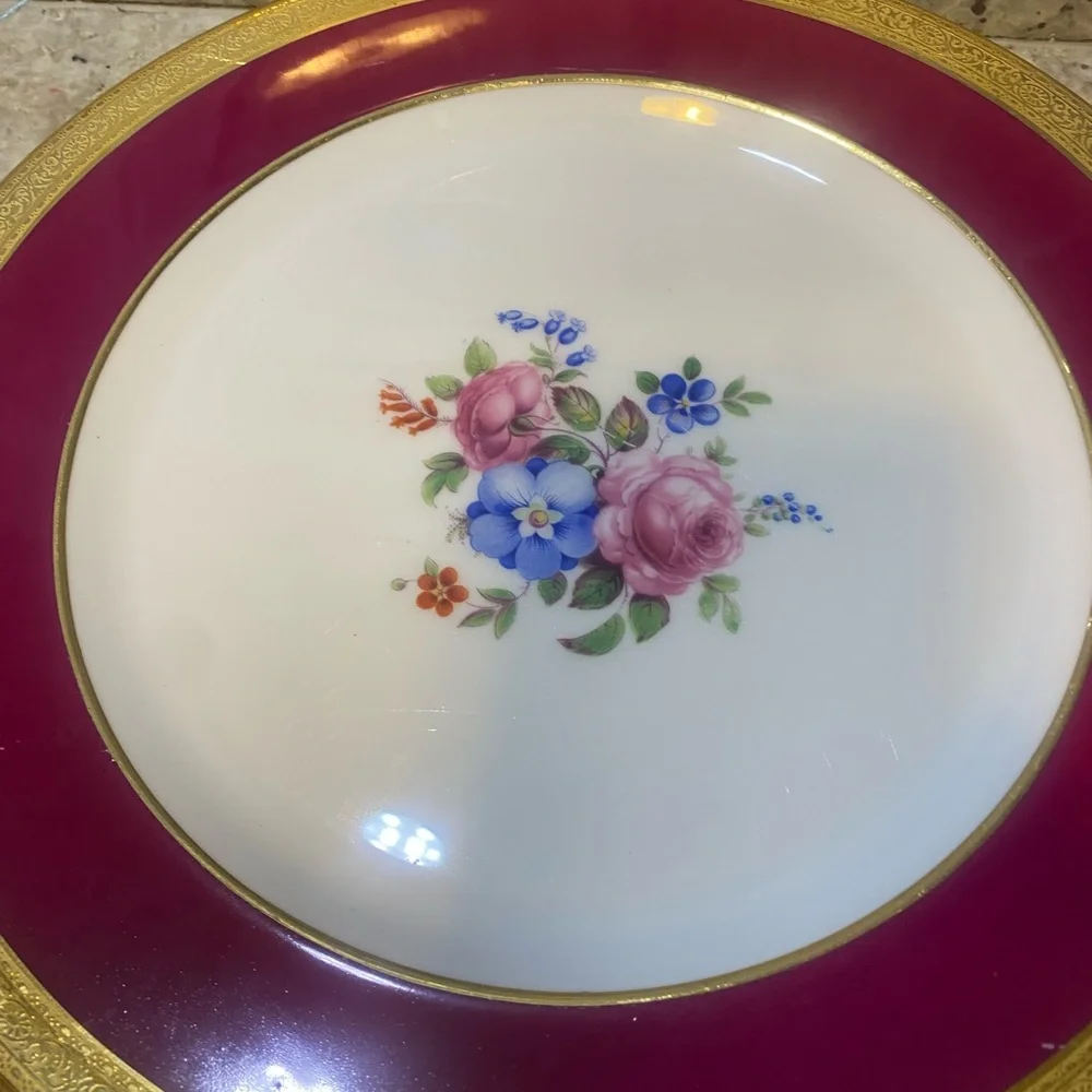 Vintage Paragon Fuchsia And Rose Pattern With Gold‎ Trim dinner Plates (6)